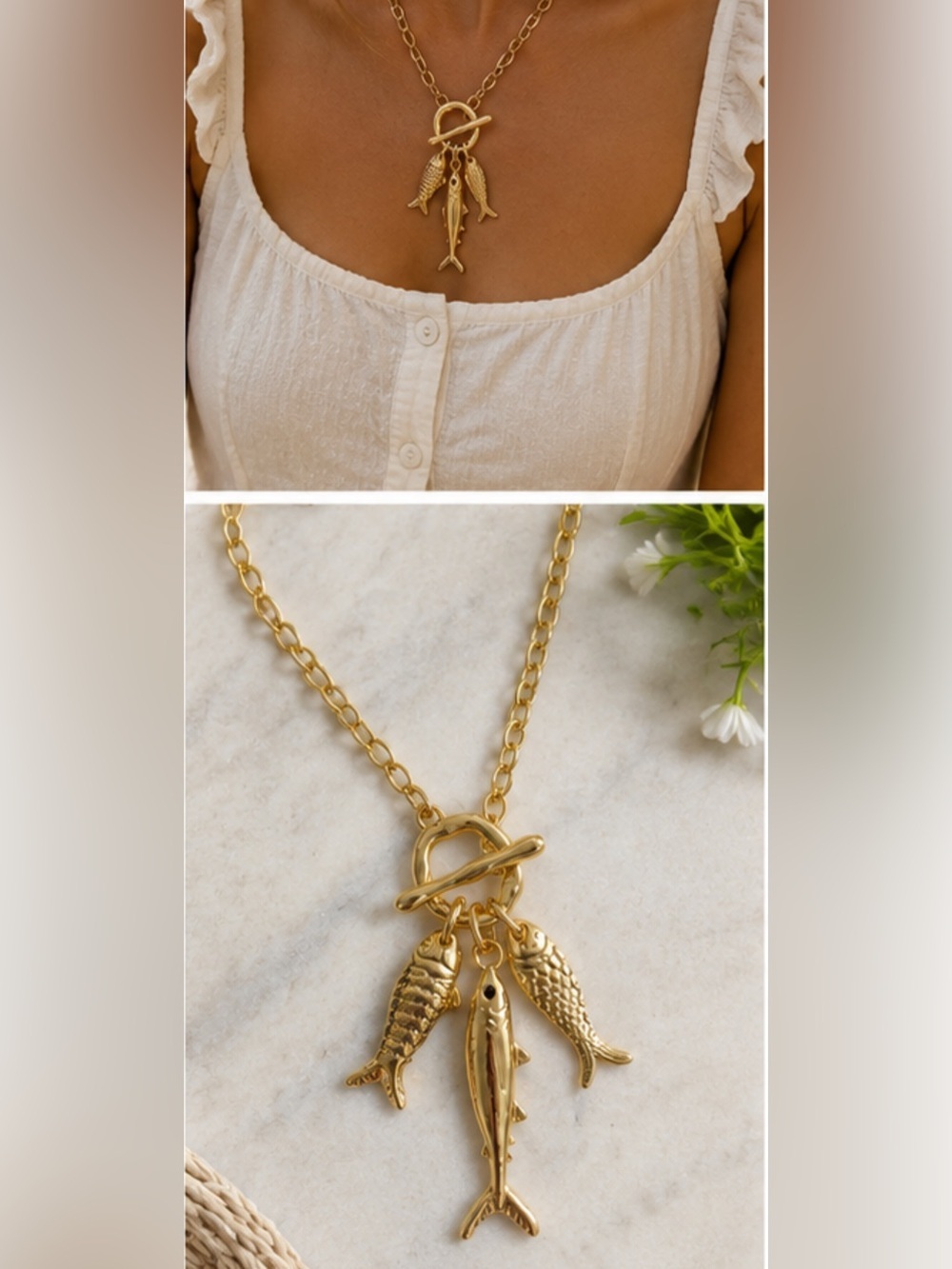 House of Harlow 1960 | Coastal Chic Fish Charm Toggle Necklace ✨
